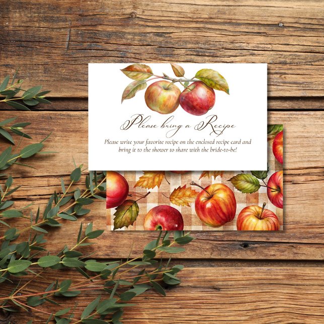 Tarjeta De Recepción Aplicación siempre después de la receta de la duch (Appley ever after apple fall bridal shower recipe enclosure card recipe request cards)