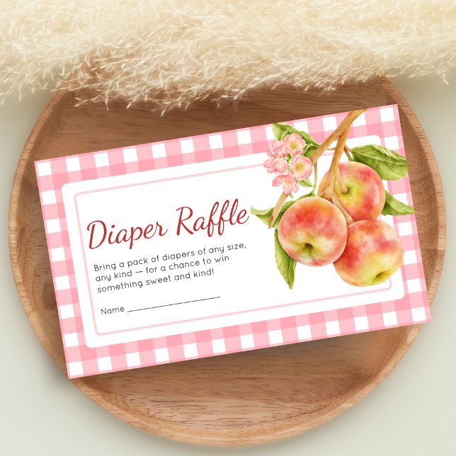 Tarjeta De Recepción Apple of Our Eye Gingham Baby Shower Diaper Raffle (Apple Baby Shower Diaper Raffle)