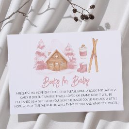 Tarjeta De Recepción Apres Ski - Libros rosas de Baby Shower para bebé