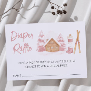 Tarjeta De Recepción Apres Ski Rosa Baby Shower Diaper Raffle