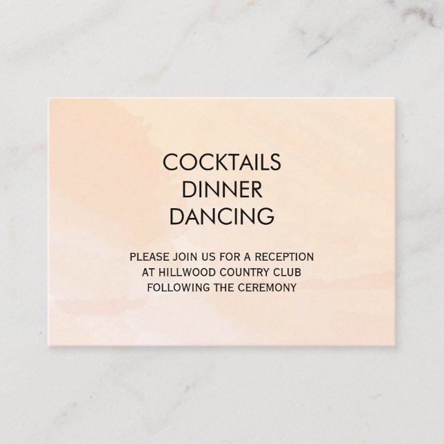 Tarjeta de recepción Apricot Watercolor Wedding (Anverso)