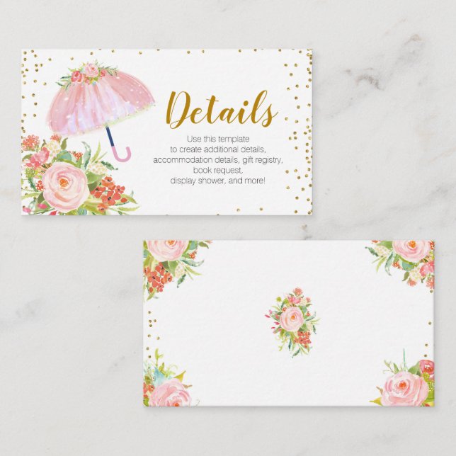 Tarjeta De Recepción April Showers Bring May Flower Detalles de Baby Sh (Anverso / Reverso)