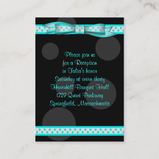 Tarjeta de recepción Aqua Black Dot Ribbon Bat Mit