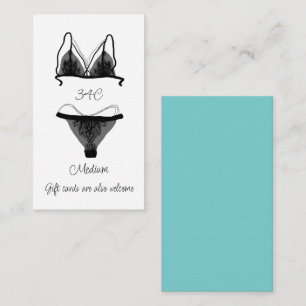 Tarjeta De Recepción Aqua Black Lingerie Size Oh la Bridal Shower