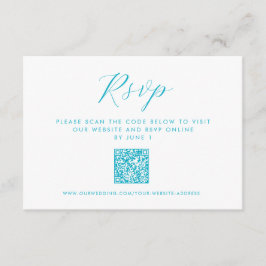 Tarjeta De Recepción Aqua Blue Ocean Waves código QR Beach Wedding RSVP