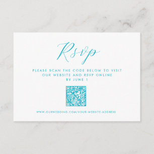 Tarjeta De Recepción Aqua Blue Ocean Waves código QR Beach Wedding RSVP