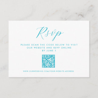 Tarjeta De Recepción Aqua Blue Ocean Waves código QR Beach Wedding RSVP