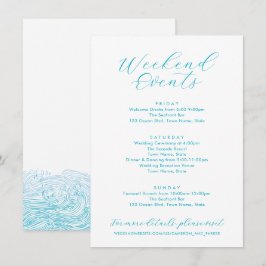 Tarjeta De Recepción Aqua Blue Weekend Eventos Ocean Waves Beach Weddin