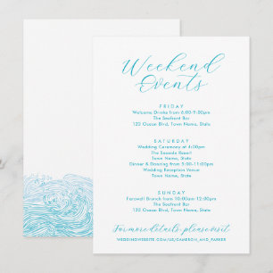 Tarjeta De Recepción Aqua Blue Weekend Eventos Ocean Waves Beach Weddin