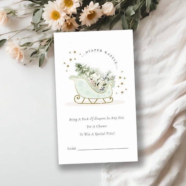Tarjeta De Recepción Aqua Blue Winter Sleigh Diaper Raffle Baby Shower (Subido por el creador)
