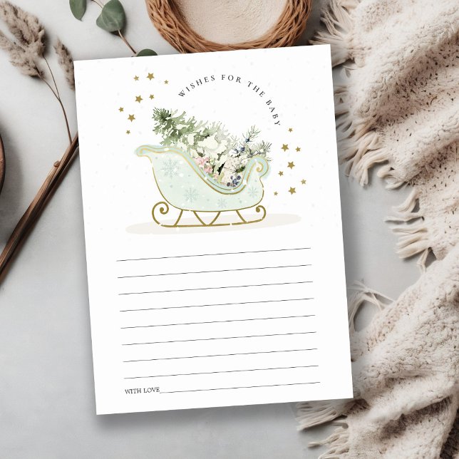 Tarjeta De Recepción Aqua Blue Winter Sleigh quiere Baby Shower (Subido por el creador)