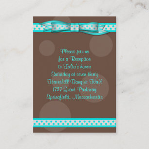 Tarjeta de recepción Aqua & Brown Polka Dots Bat M