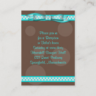 Tarjeta de recepción Aqua & Brown Polka Dots Bat M