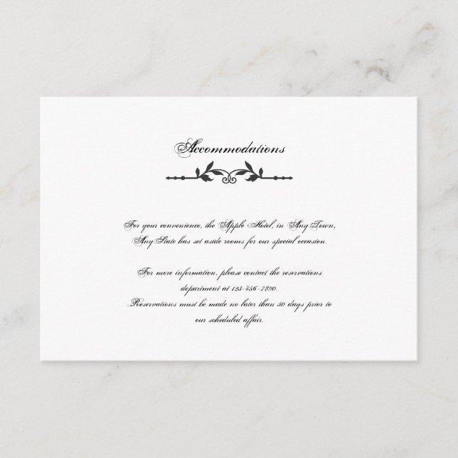 Tarjeta De Recepción Aqua y Black Elegant Wedding Insert (Anverso)