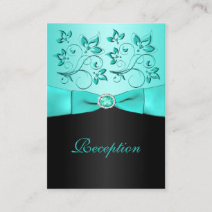 Tarjeta de recepción Aqua y Black Floral II