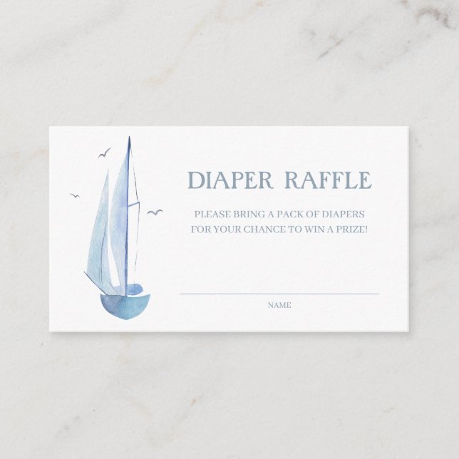 Tarjeta De Recepción Aquarelle Sailboat Baby Shower Ahoy Boy's Diaper (Anverso)