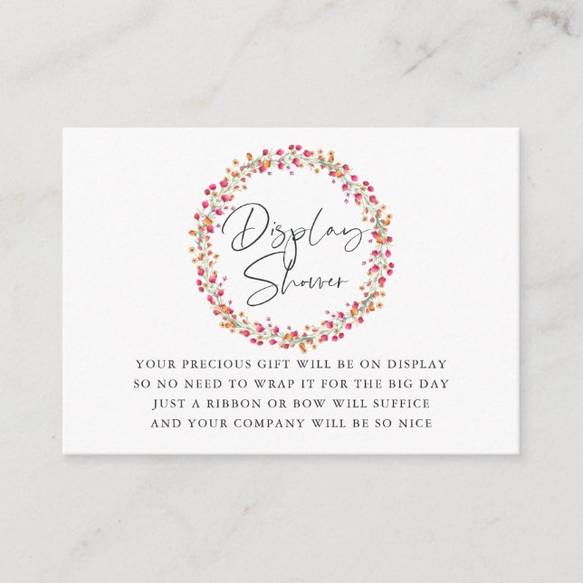 Tarjeta De Recepción Aquarelle Wild Flower Baby Shower Display Shower (Anverso)