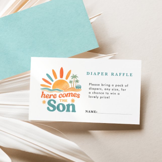 Tarjeta De Recepción Aquí Viene El Baby Shower De Son Diaper Raffle (Subido por el creador)
