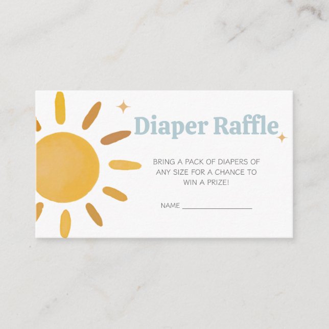 Tarjeta De Recepción Aquí viene el hijo Baby Shower Diaper Raffle (Anverso)
