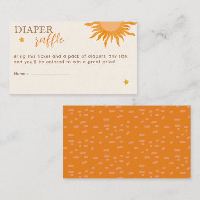 Tarjeta De Recepción Aquí viene el hijo Diaper Raffle Baby ducha (Anverso / Reverso)