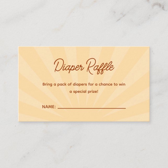 Tarjeta De Recepción Aquí Viene El Niño Baby Shower Diaper Raffle (Anverso)