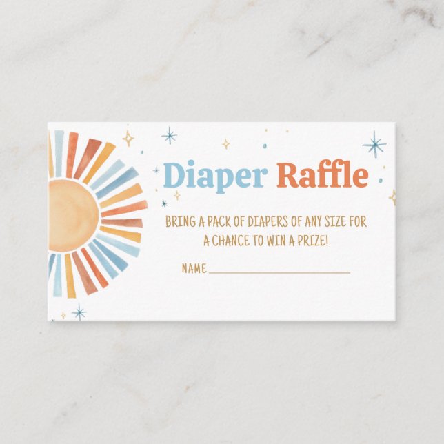 Tarjeta De Recepción Aquí viene el pañal Baby Shower de Son Raffle (Anverso)