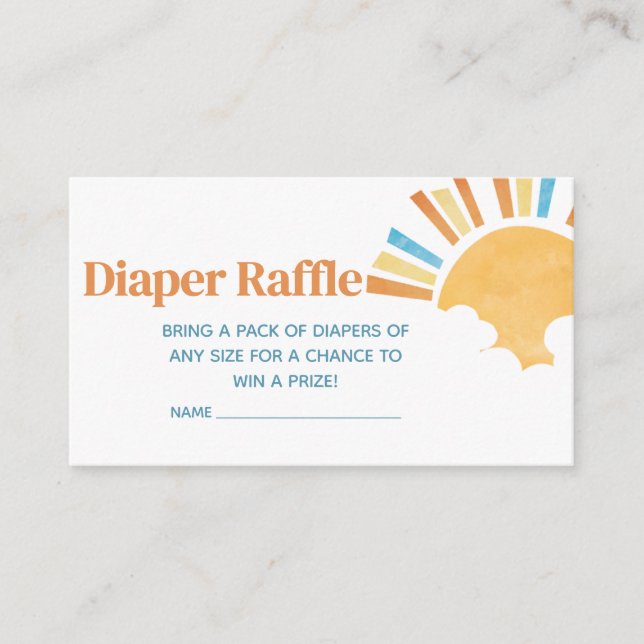 Tarjeta De Recepción Aquí viene el pañal Baby Shower de Son Raffle (Anverso)