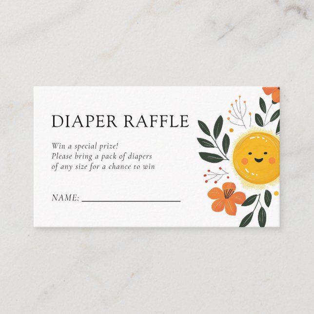 Tarjeta De Recepción Aquí viene el pañal Baby Shower de Son Raffle (Anverso)