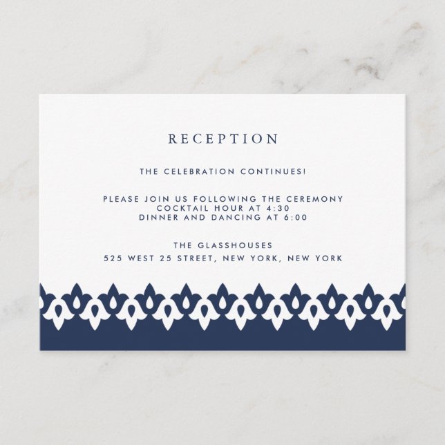 Tarjeta de recepción árabe | Azul Marino (Anverso)