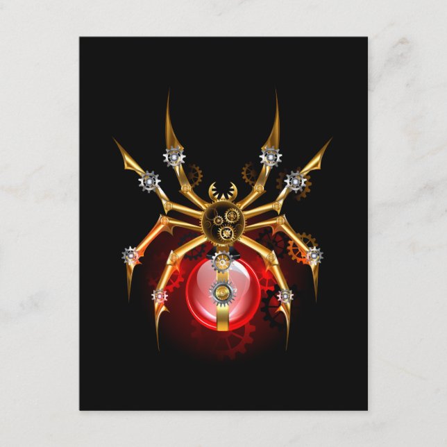Tarjeta De Recepción Araña de vapor sobre negro (Anverso)