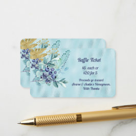 Tarjeta De Recepción Arándanos y Hojas Doradas en Papel de Hojalata Azu