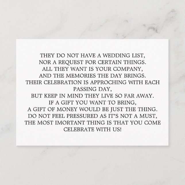 Tarjeta De Recepción Árbol de dinero/invitación de pozo de deseo Insert (Anverso)