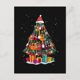 Tarjeta De Recepción Árbol de Navidad de guitarra divertido