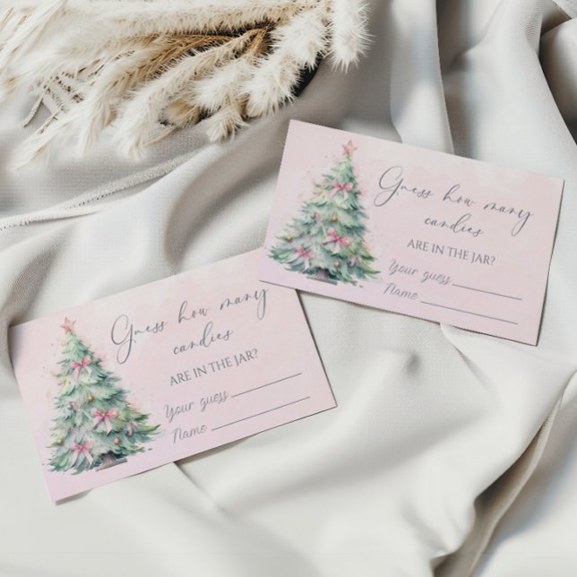 Tarjeta De Recepción Árbol de Navidad rosa invernal adivina cuántos dul (Subido por el creador)