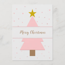 Tarjeta De Recepción Árbol de Navidad rosa solo y estrella dorada