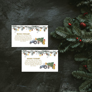 Tarjeta De Recepción Árbol de Navidad Tractor de Osos Libros Baby Showe