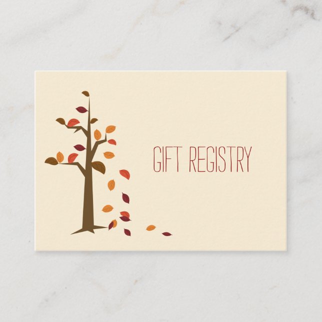 Tarjeta De Recepción Árbol de otoño, registro de regalos de boda (Anverso)