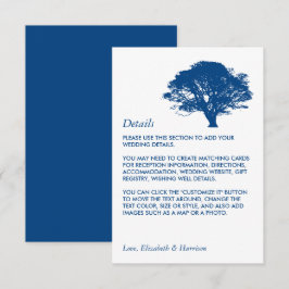 Tarjeta De Recepción Árbol de roble azul, detalle de Boda rústico/minim