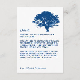 Tarjeta De Recepción Árbol de roble azul, detalle de Boda rústico/minim