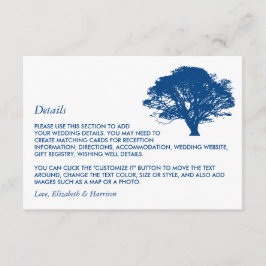 Tarjeta De Recepción Árbol de roble azul, detalle de Boda rústico/minim