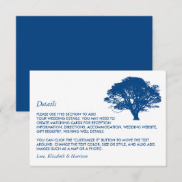 Tarjeta De Recepción Árbol de roble azul, detalle de Boda rústico/minim