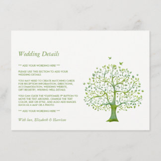 Tarjeta De Recepción Árbol de vida, elegante detalle de boda