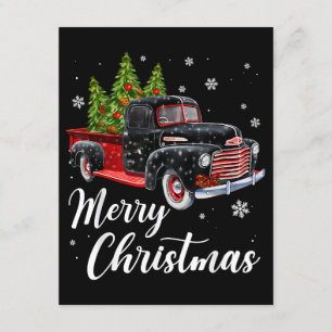 Tarjeta De Recepción Árbol vintage de camisas navideñas en camión rojo