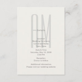 Tarjeta De Recepción Architectural Monogram Wedding Details Card