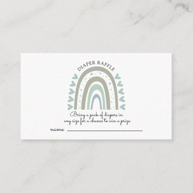 Tarjeta De Recepción Arco acuático Arcoiris Azul Baby Shower Diaper Raf (Anverso)
