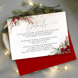 Tarjeta De Recepción Arco de Navidad con Verdor Invernal Detalles Rojos