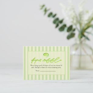 Tarjeta De Recepción Arco de Rayas Verdes Sorteo de Pañales Matcha