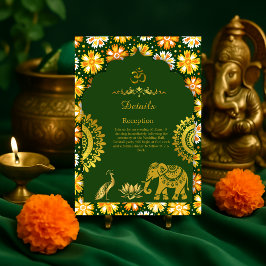 Tarjeta De Recepción arco esmeralda elegante y boda hindú tradicional