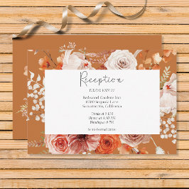 Tarjeta De Recepción Arco floral Naranja Quemado Boho Monograma Arrojo