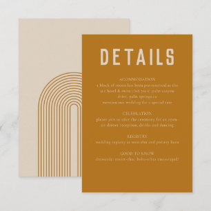 Tarjeta De Recepción Arco geométrico moderno Boho Boda beige dorado